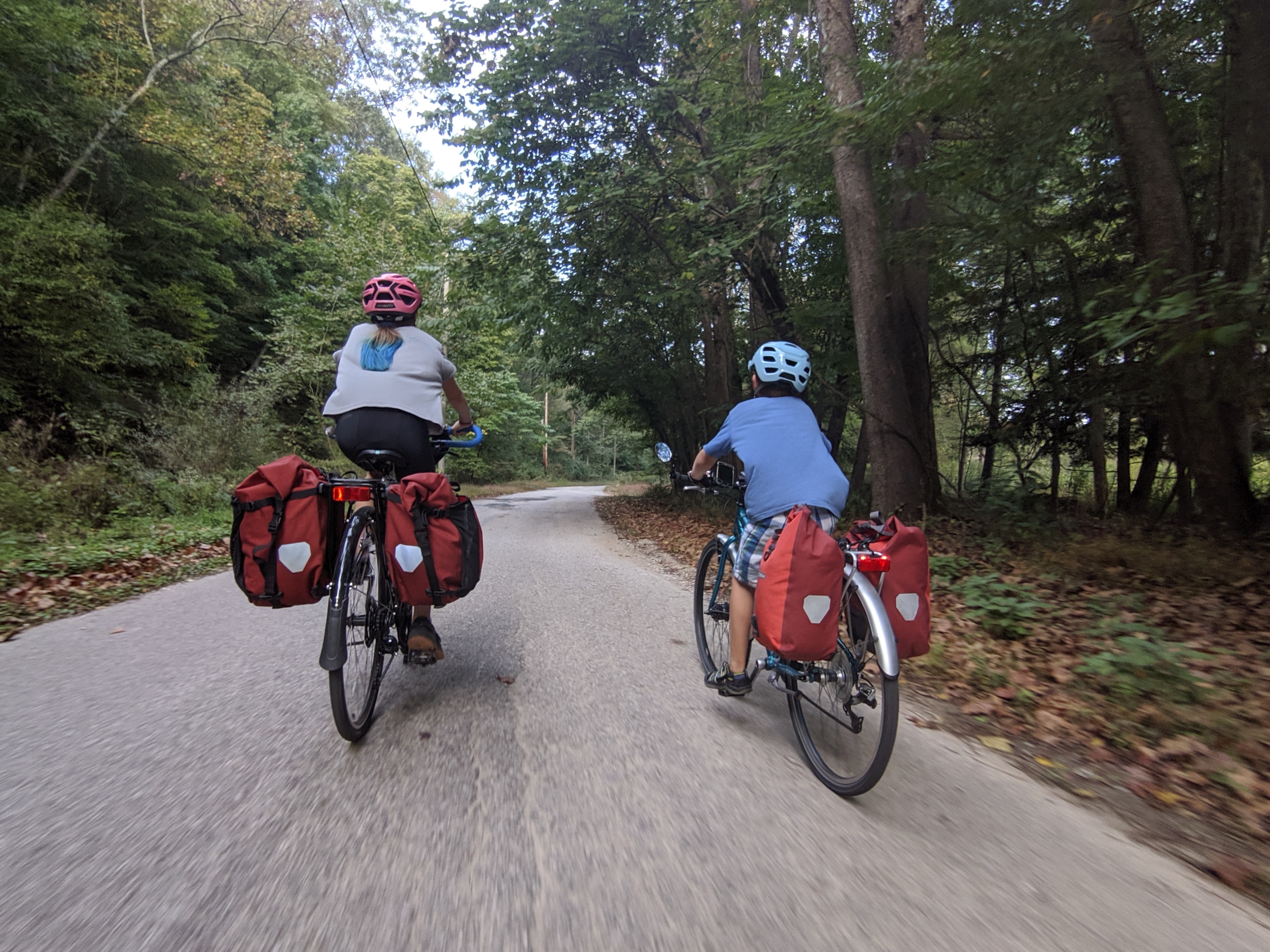 two bicles with saddle bags